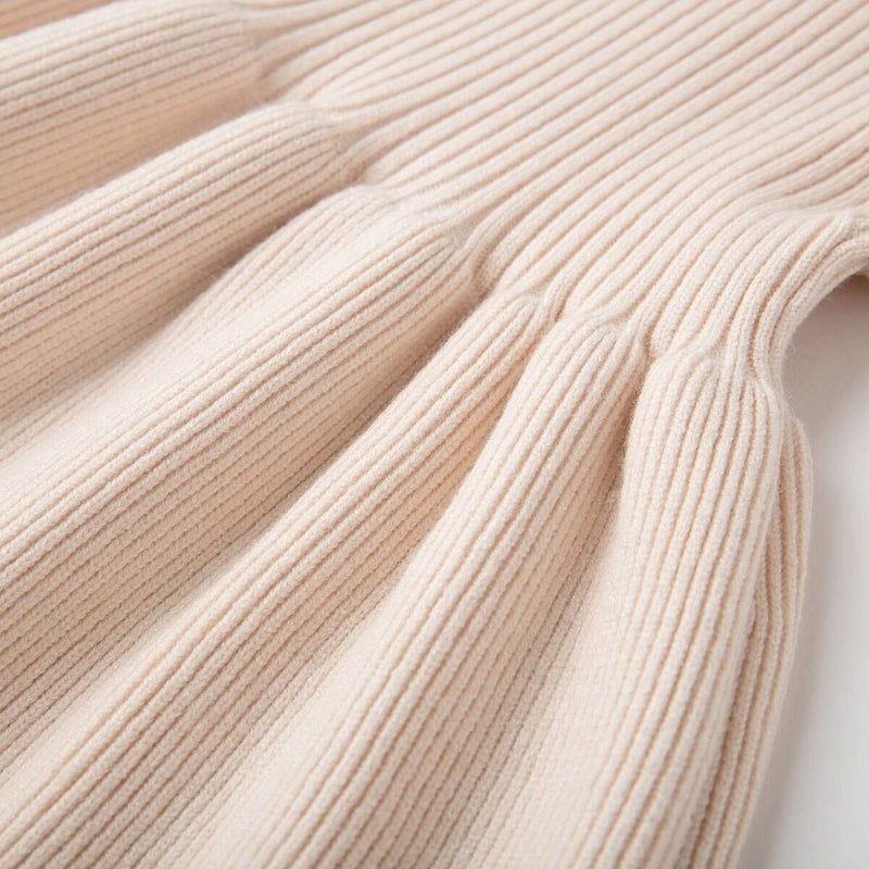 Simplee kids Little Girls' Long Sleeve Girl Dresses Ribbed Knit Sweater Dress Apricot 1-2T - Image 5